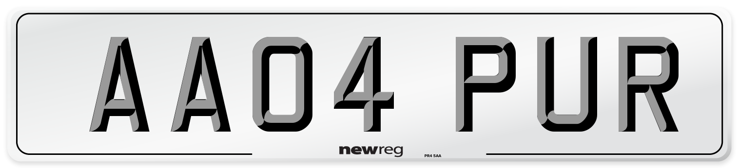 AA04 PUR Number Plate from New Reg